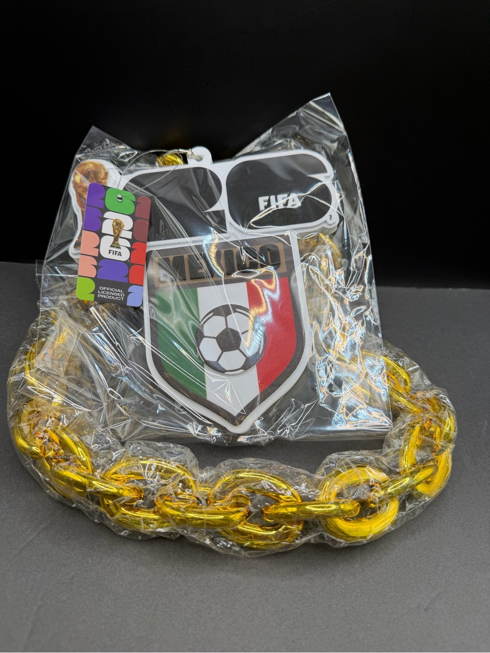 FIFA 2026 Mexico Flag Chunky Gold Chain with Emblem, NWT